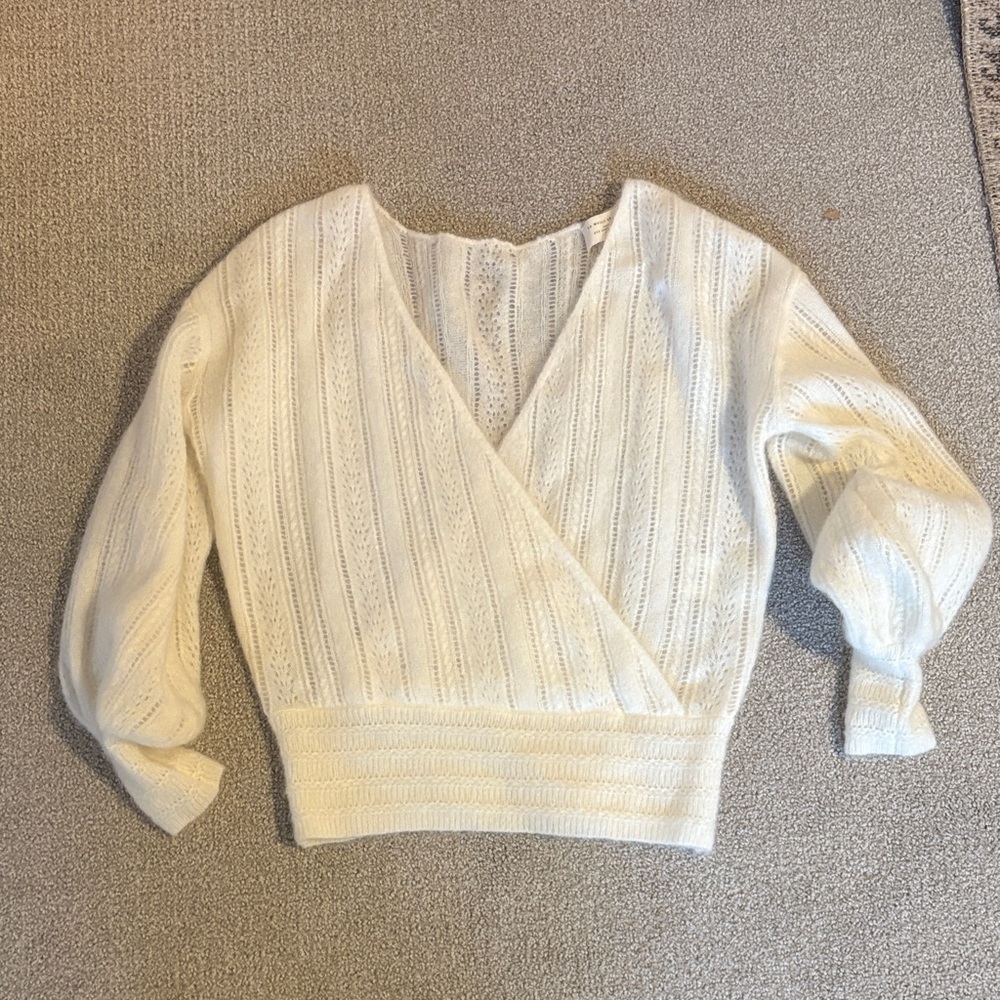Sezane Cream V-Neck Sweater